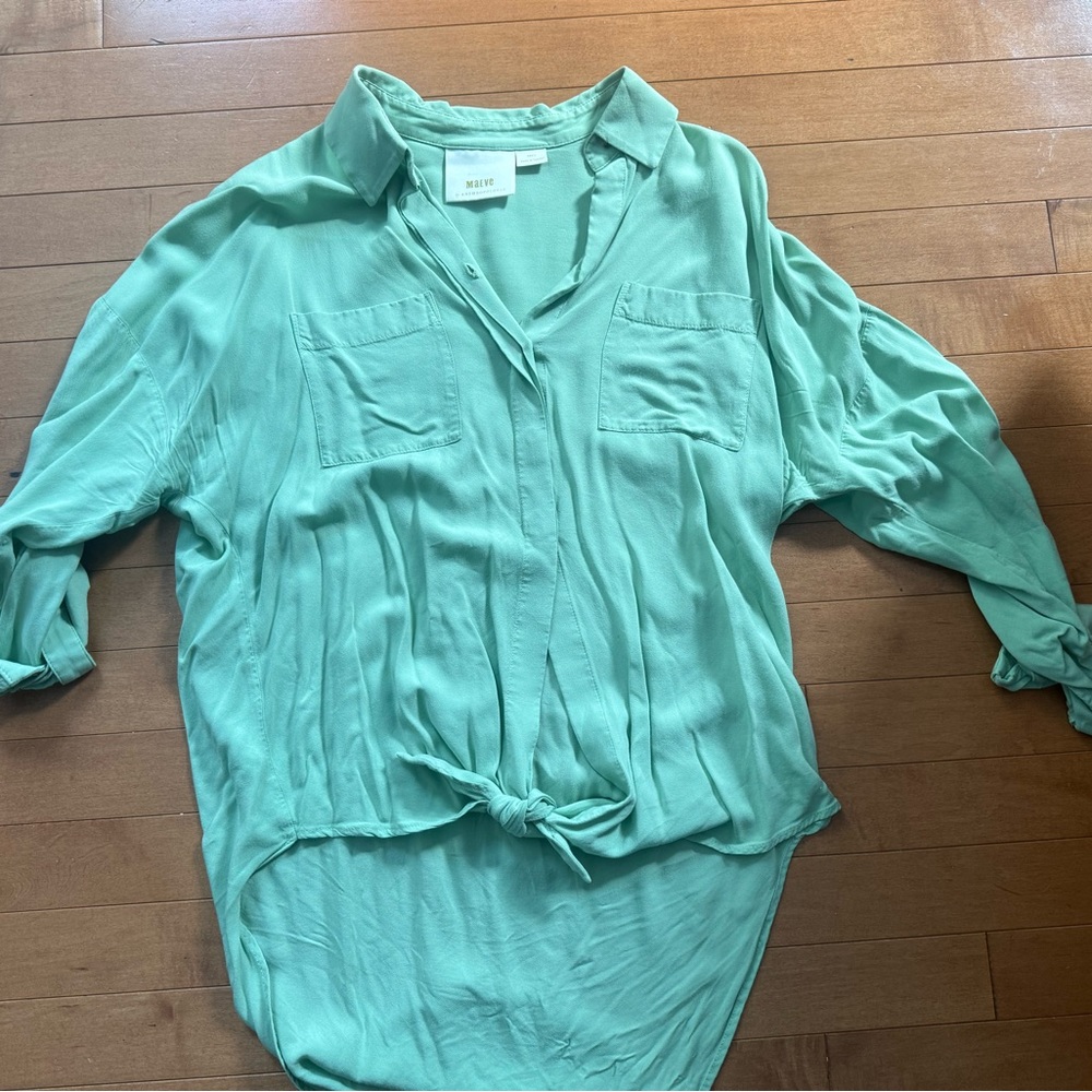 Maeve by Anthropologie Spring Green Button down blouse